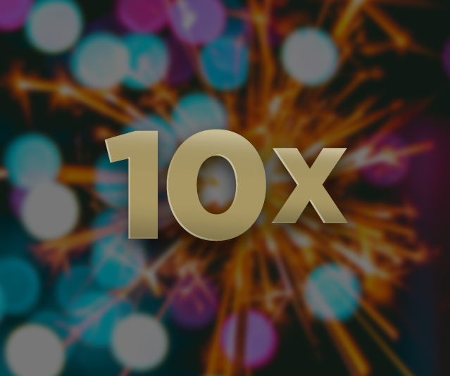 10X in the middle of round glitters.