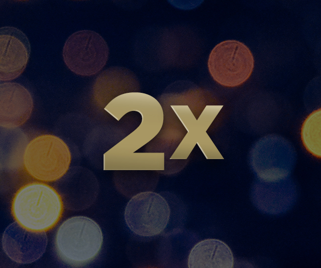 2X in the middle of round glitters