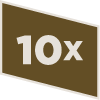 10X in the middle of a gold polygon