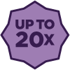 Purple Polygon Icon with 'up to 20X' in the middle