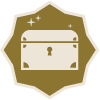 Gold Polygon Icon with treasure chest in the middle