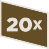 20x in the middle of a brown parallelogram