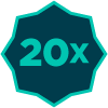 Teal polygon icon with '20X' in the middle
